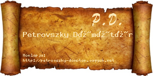 Petrovszky Dömötör névjegykártya